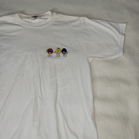 Vintage MMs T Shirt Mens Size Medium White Y2k Grunge Retro Jerzees Heavyweight - Picture 3 of 16